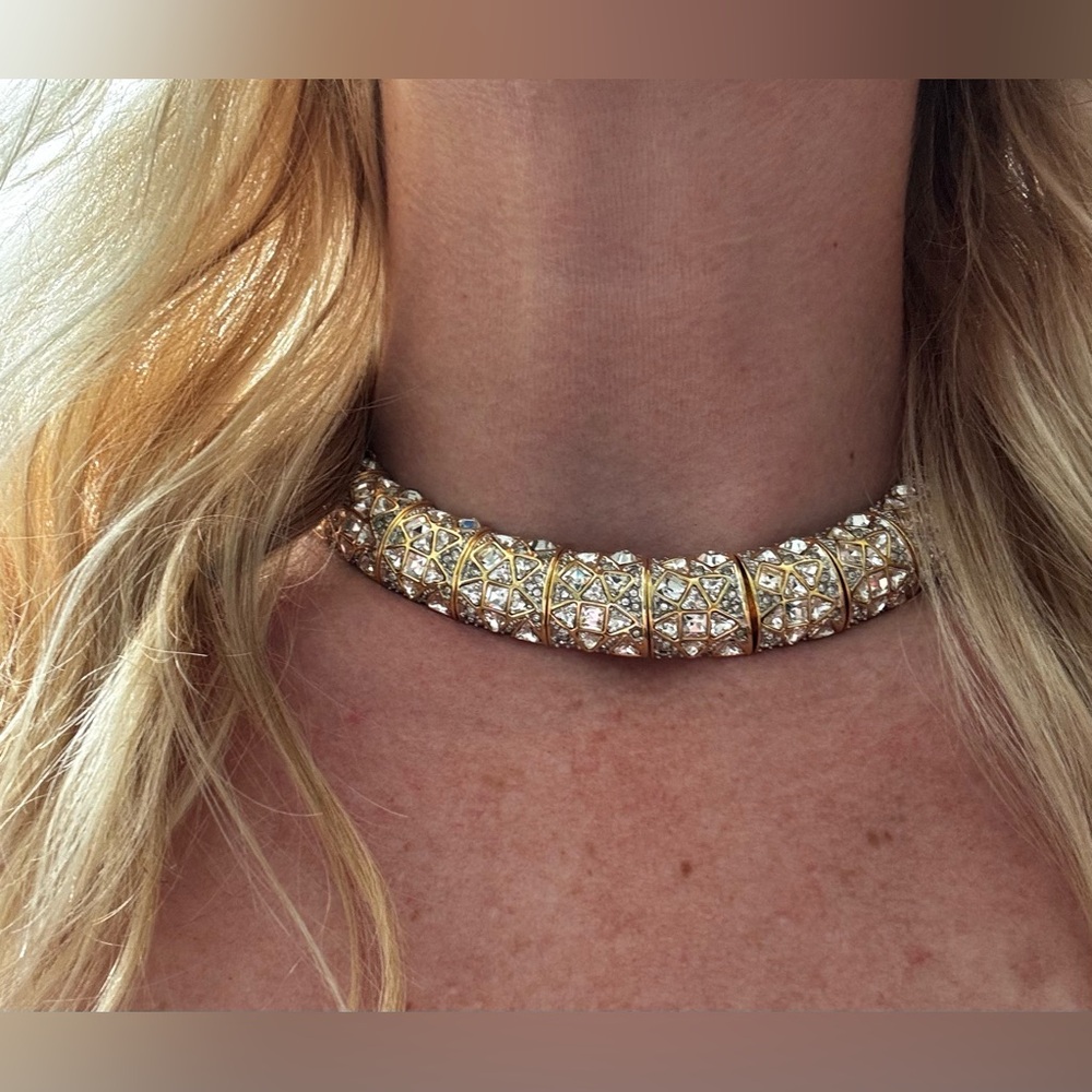 Swarovski vintage Gold and Silver Crystal Choker Necklace